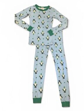 Hanna Andersson Green And Blue Gnome Long John Pajama Set 140